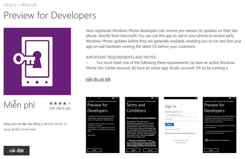 Ứng dụng Preview for Developers hỗ trợ cập nhật Windows Phone 8.1